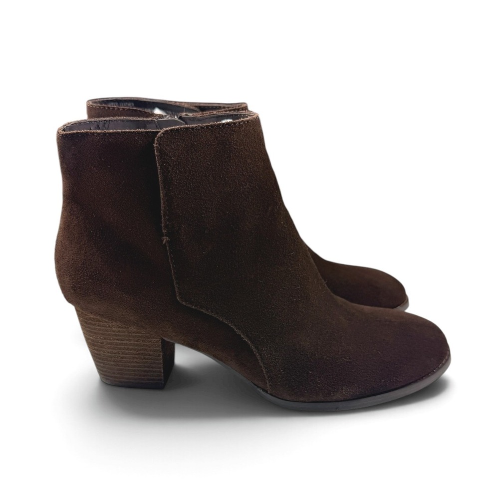 J. Jill Gee Wa-Wa Booties Womens 11 Chocolate Brown Suede Stacked Heel NEW